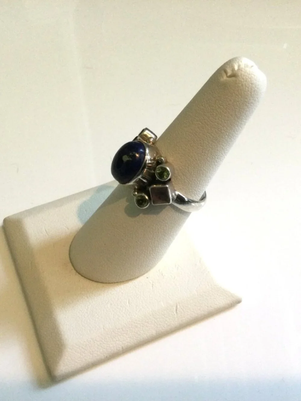 SLG 925 India Sterling Silver Lapis Amethyst Citrine Ring SZ 8